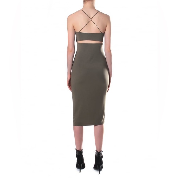 ALEXANDER WANG•T Modal Spandex Strappy Cami Tank Dress in Military (Olive) XS - Picture 4 of 10